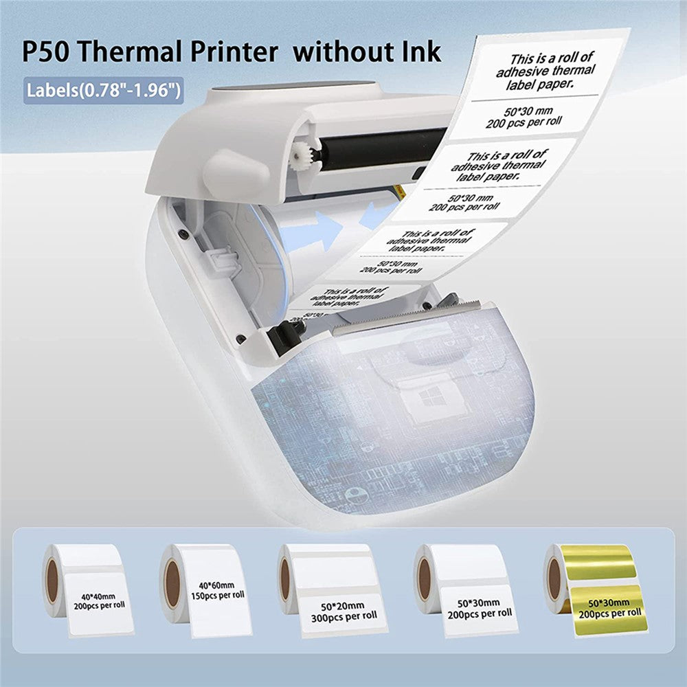 MARKLIFE P50 Mini Bluetooth-compatible Thermal Label Printer with 1 Roll Print Paper
