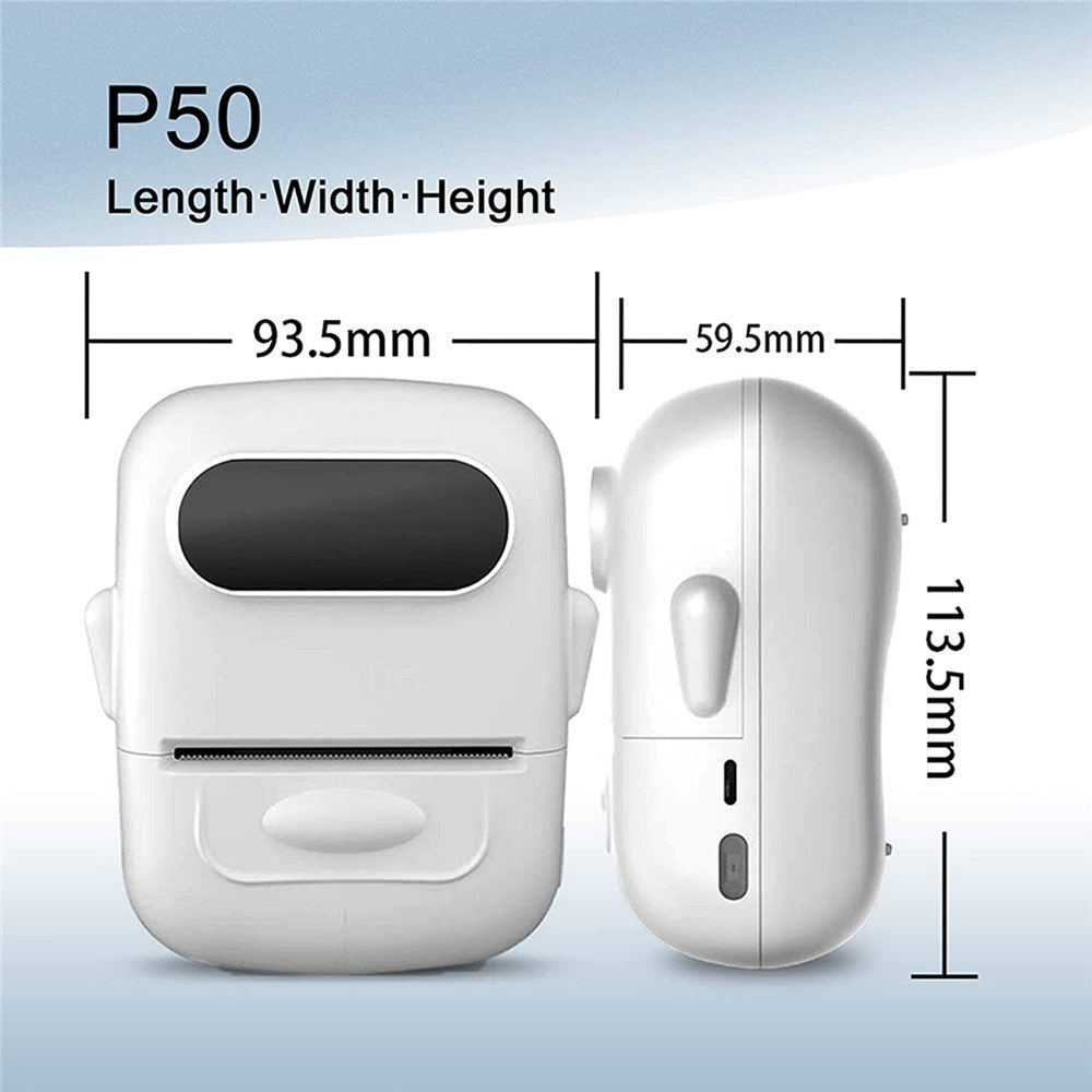MARKLIFE P50 Mini Bluetooth-compatible Thermal Label Printer with 1 Roll Print Paper