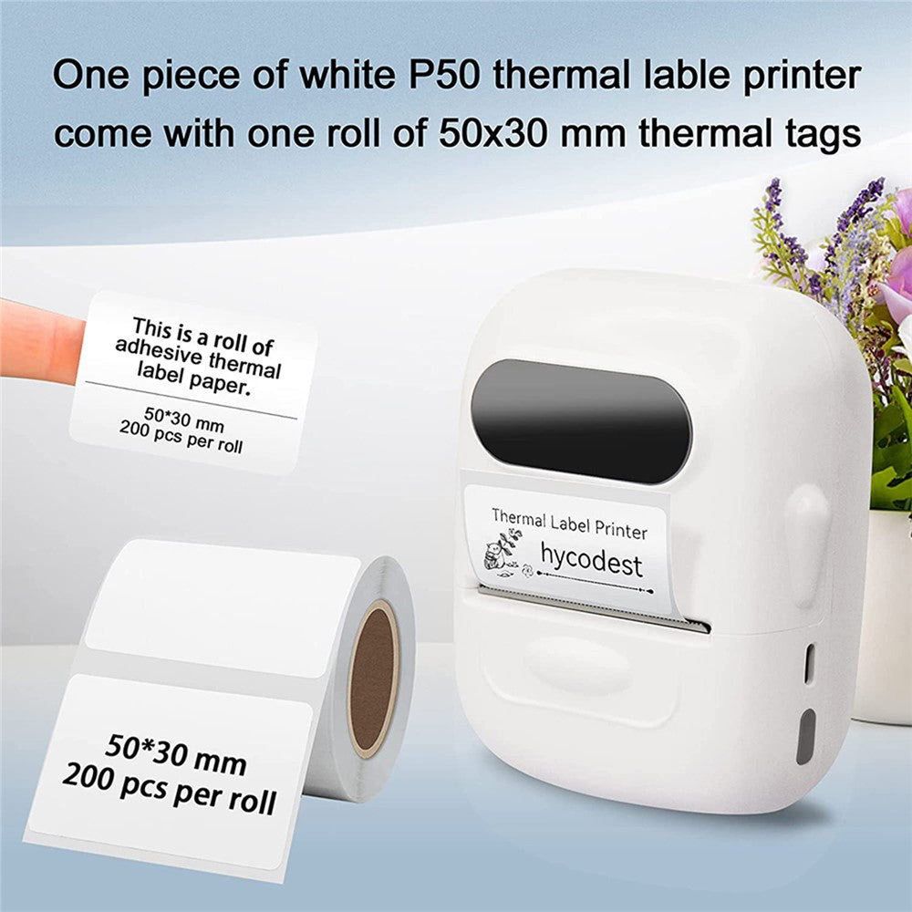 MARKLIFE P50 Mini Bluetooth-compatible Thermal Label Printer with 1 Roll Print Paper