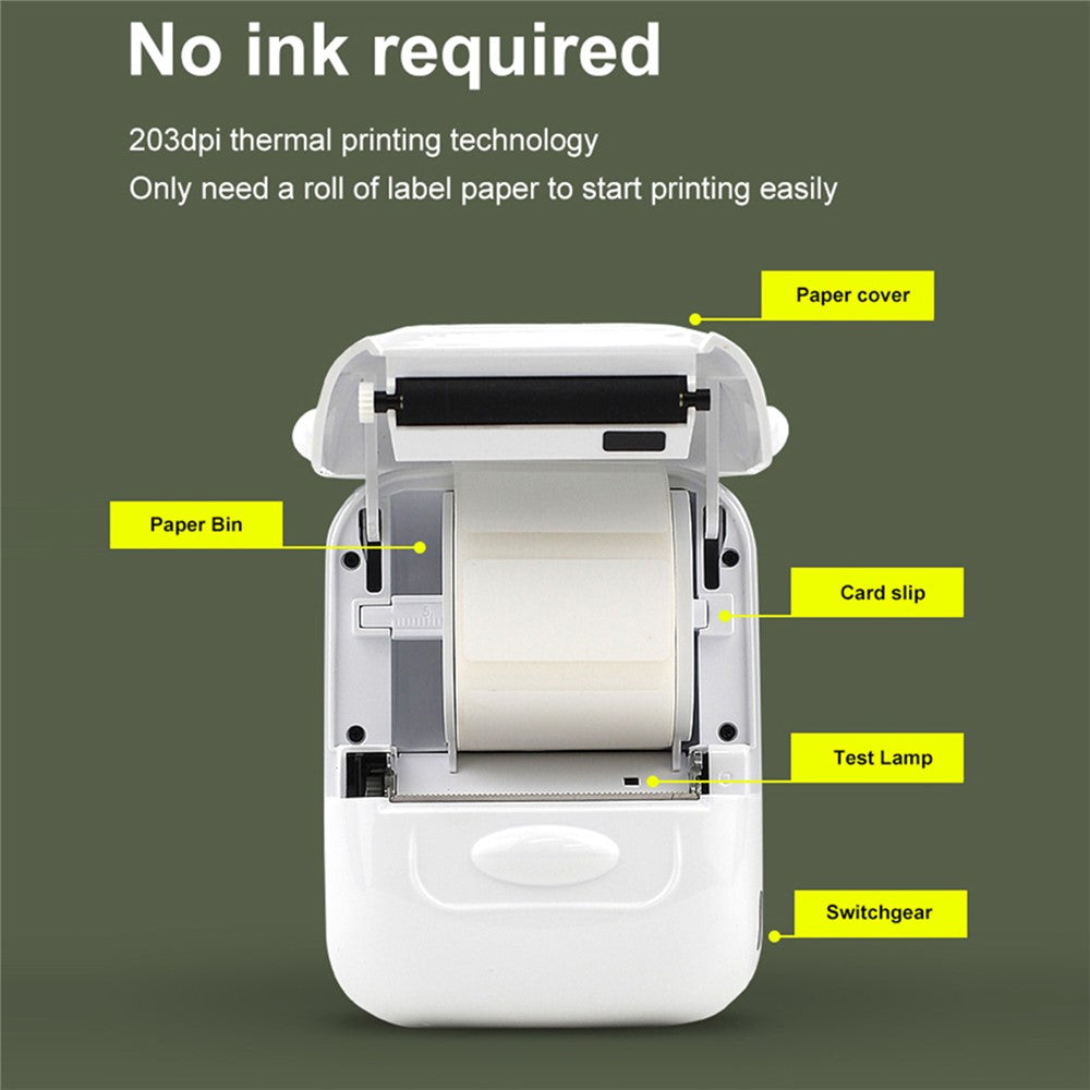 MARKLIFE P50 Mini Bluetooth-compatible Thermal Label Printer with 1 Roll Print Paper