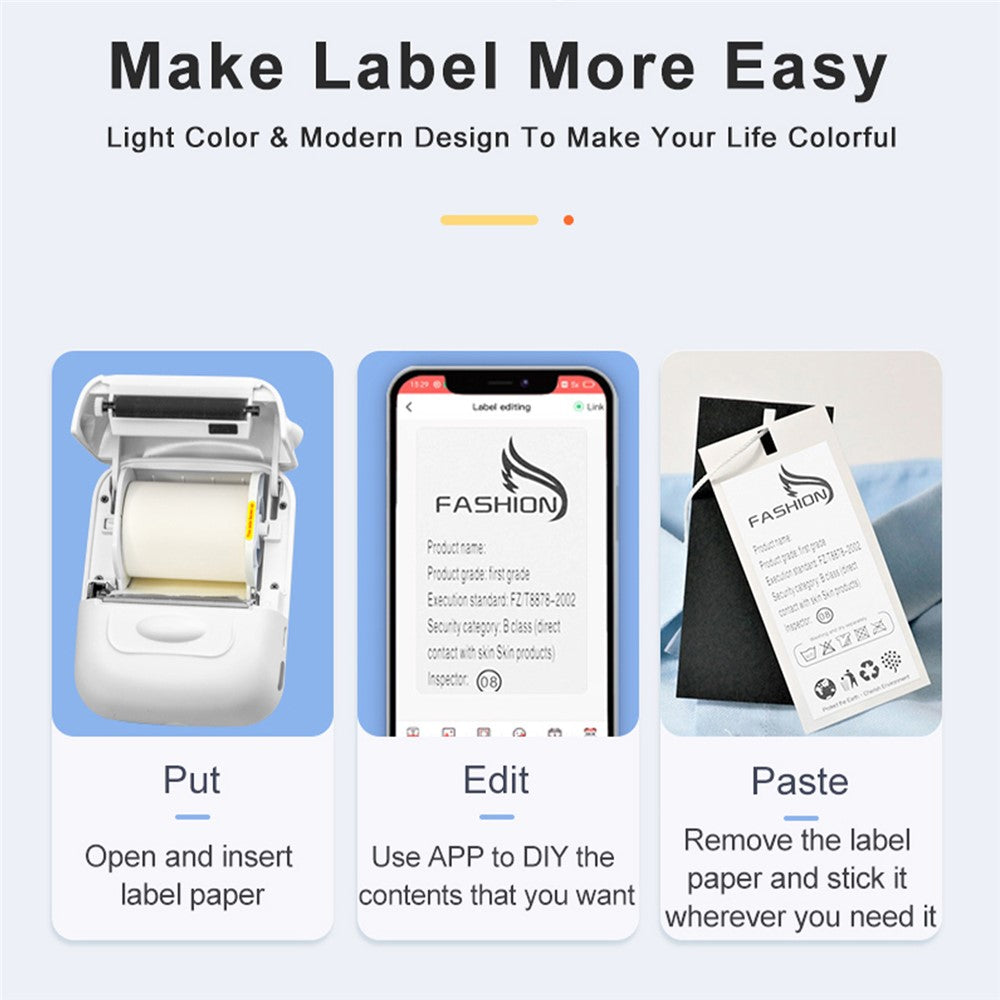 MARKLIFE P50 Mini Bluetooth-compatible Thermal Label Printer with 1 Roll Print Paper