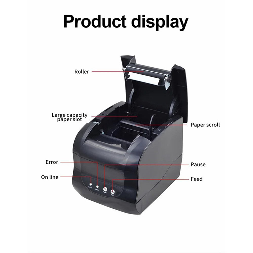 XPRINTER XP-365B 20-80mm QR Code Barcode Label Printer Thermal Self-adhesive Label Printer