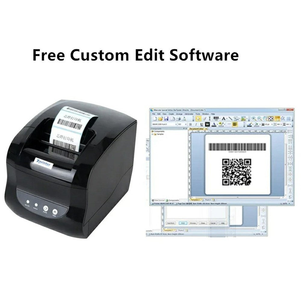 XPRINTER XP-365B 20-80mm QR Code Barcode Label Printer Thermal Self-adhesive Label Printer