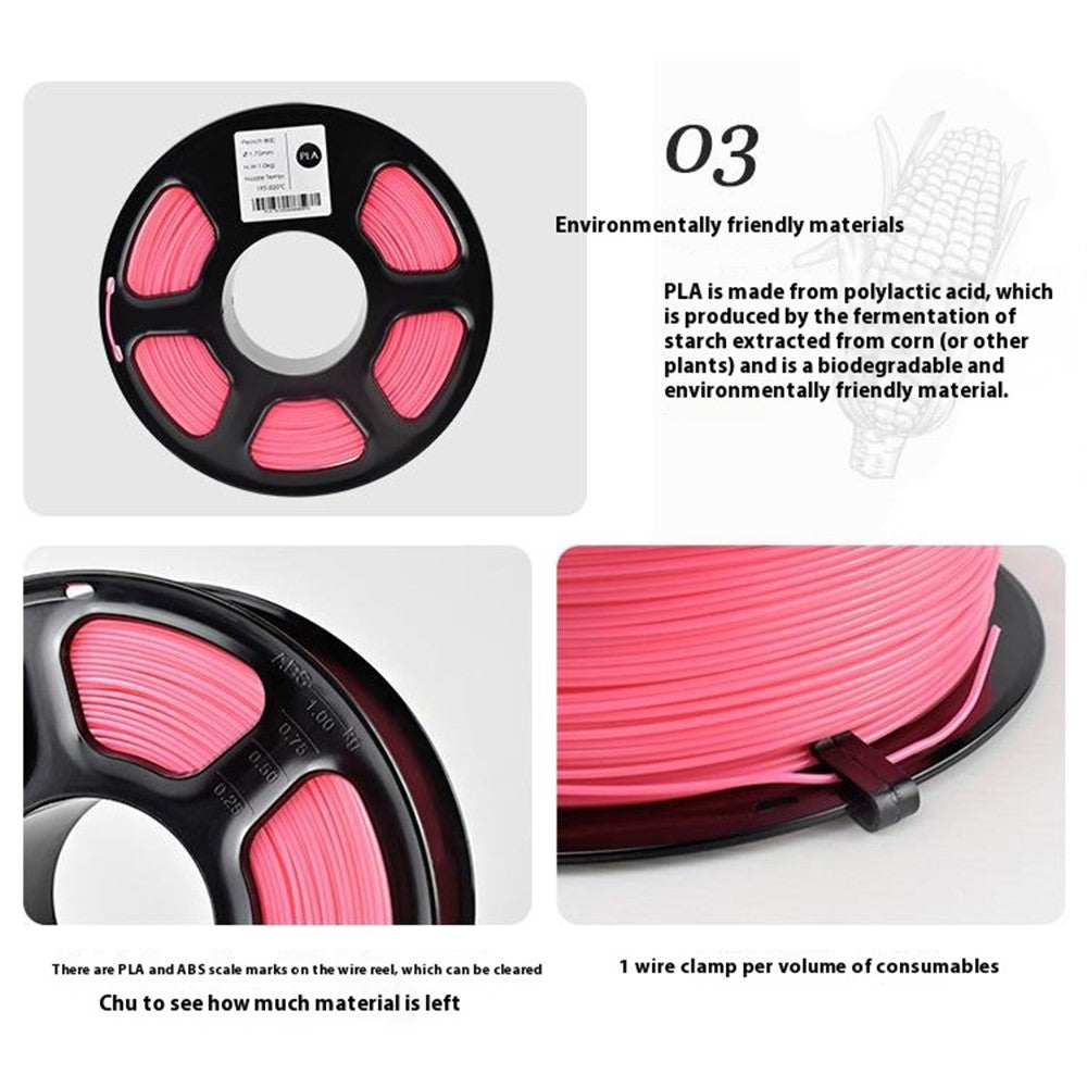Biologisch abbaubares PLA 1,75mm Filament für 3D-Drucker, Hochglanz, Genauigkeit +/- 0,03mm