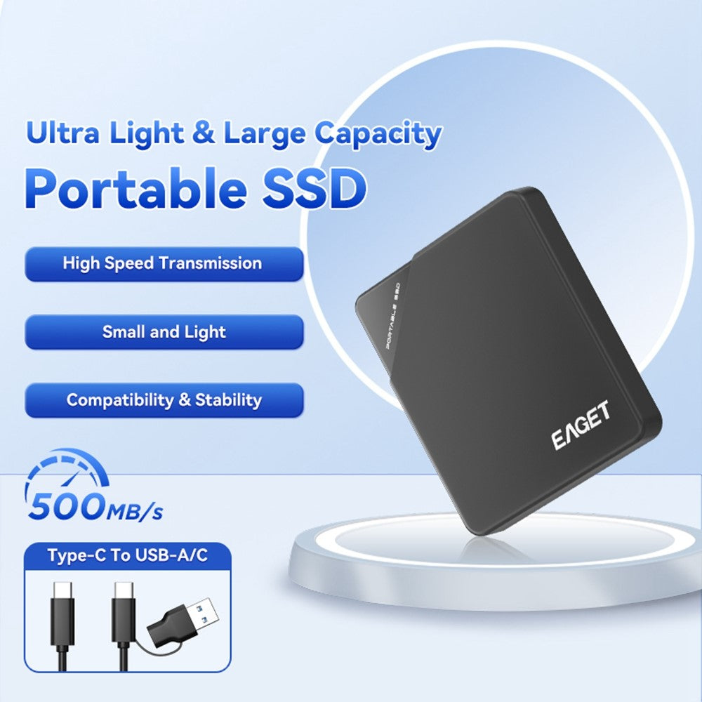 EAGET ET-M9 480GB Portable SSD 5Gbps USB-C Externes Solid State Drive für Win/Mac/Linux