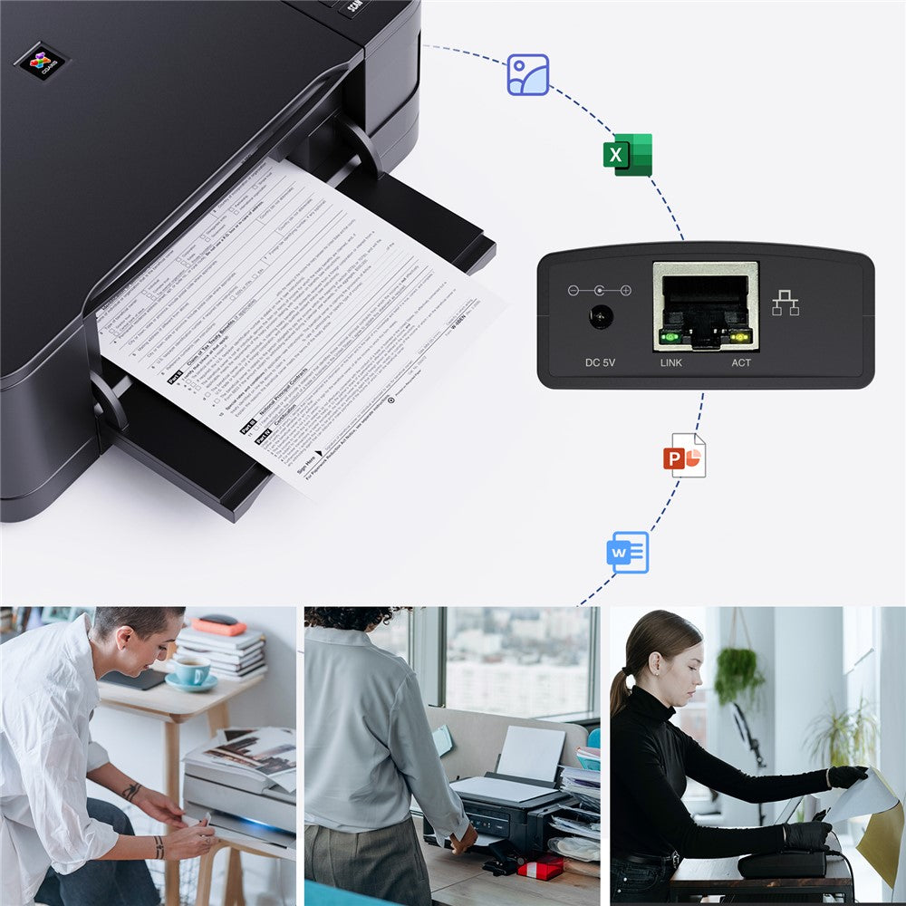 WAVLINK NU72P11 USB 2.0 Ethernet Network Printer Power Adapter 100Mbps Network Print Server
