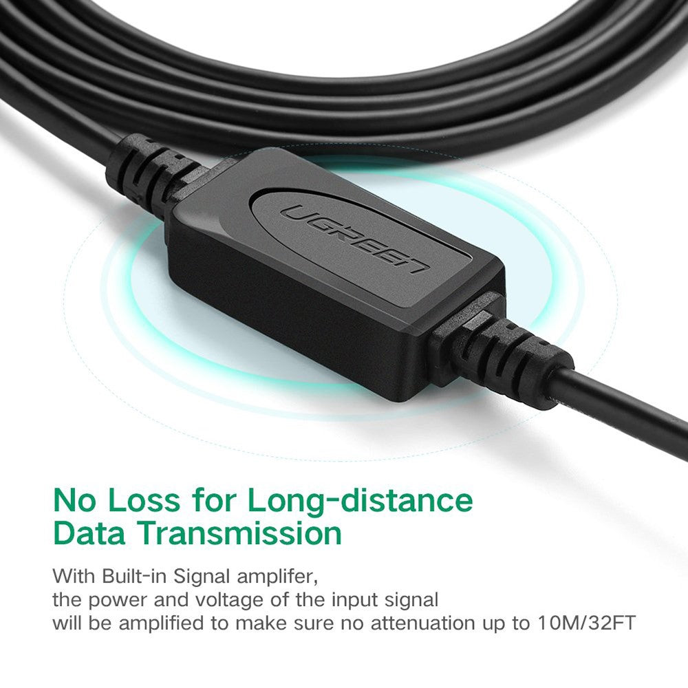 UGREEN 10374 10m USB Printer Cable with Amplifier Extender USB2.0 Male to USB B Male Printer Cord Support 480 Mbps Data Transfer Compatible with Mac/HP/Canon/Dell/Xerox/Samsung