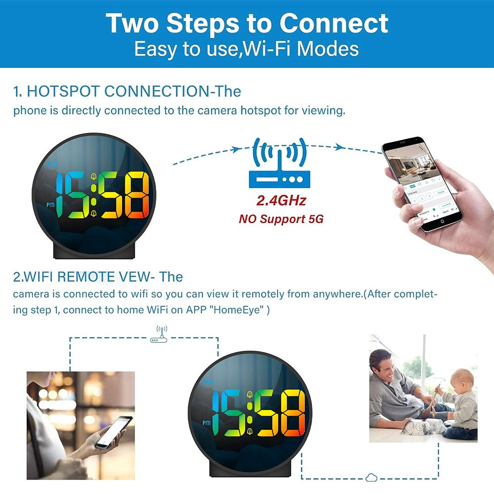 Multifunction WiFi Smart Clock Camera Baby Pet Monitor for Home Security