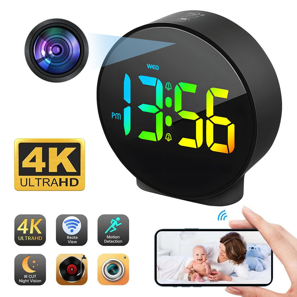 Multifunction WiFi Smart Clock Camera Baby Pet Monitor for Home Security