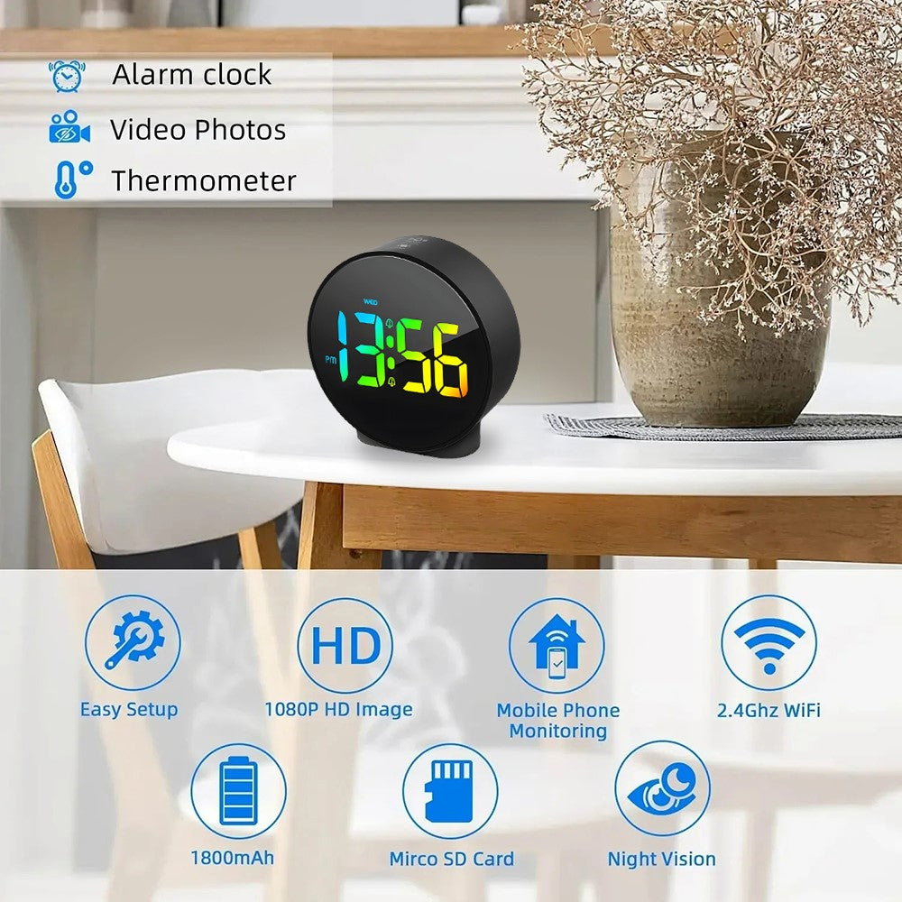 Multifunction WiFi Smart Clock Camera Baby Pet Monitor for Home Security