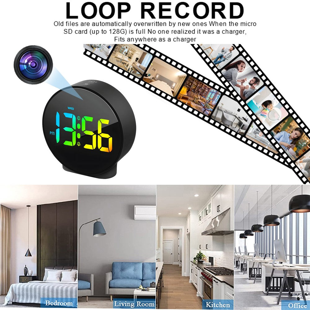 Multifunction WiFi Smart Clock Camera Baby Pet Monitor for Home Security