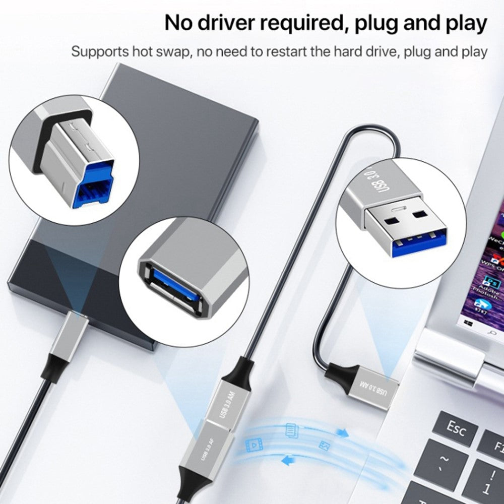 0.5m Type-C 3.1 to USB 3.0 Male Square Port Data Transmission Extension Cable for Printer