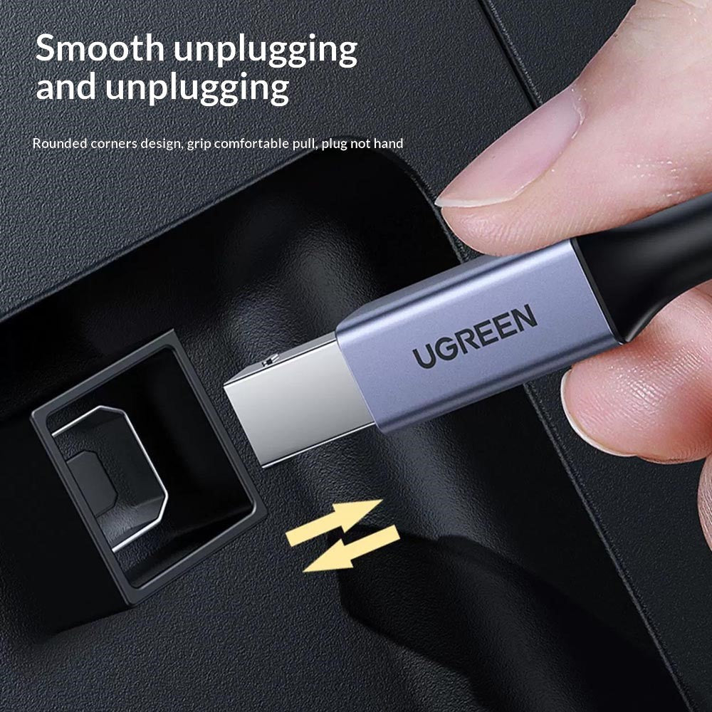 UGREEN US370 80805 1m USB C to USB B 2.0 Cable Braided Printer Cable for Epson  /  MacBook Pro  /  HP  /  Canon  /  Samsung