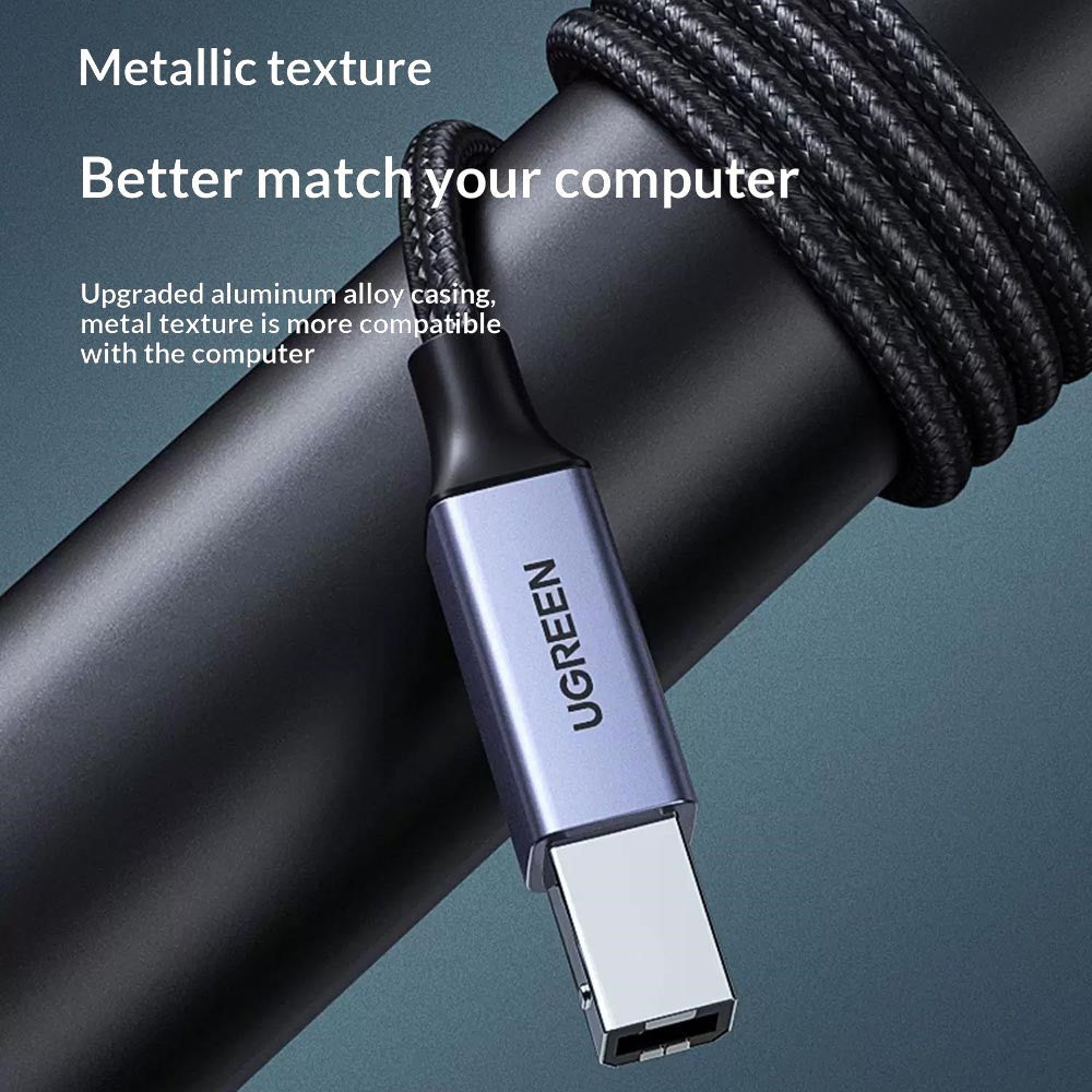 UGREEN US370 80805 1m USB C to USB B 2.0 Cable Braided Printer Cable for Epson  /  MacBook Pro  /  HP  /  Canon  /  Samsung