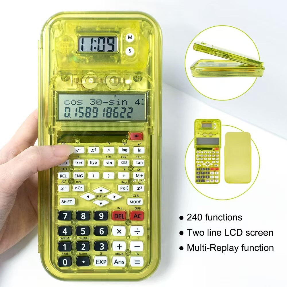CTIFREE S8 Scientific Calculator 240 Functions Multi Replay LCD Digital Clock Stationery Set for Students