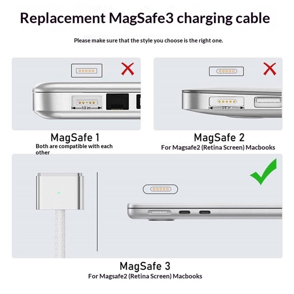D038 2m USB-C to Compatible with MagSafe 3 Charging Cable 140W PD Fast Charging Cord for MacBook Pro 14  /  16 Inch  /  Air M2  /  M3