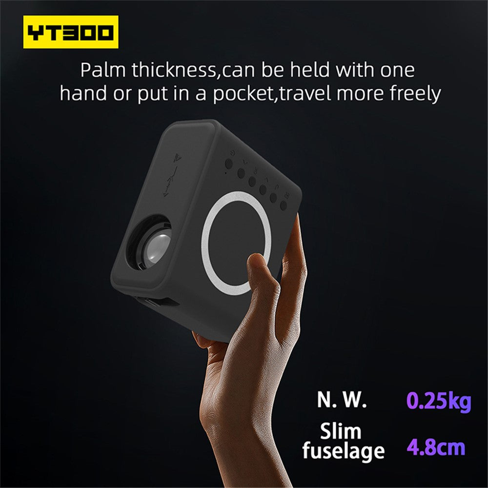 YT300 Mini Projector LED Smart TV Portable Home Theater Rich Interface Low Noise Internal Speaker