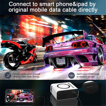 YT300 Mini Projector LED Smart TV Portable Home Theater Rich Interface Low Noise Internal Speaker