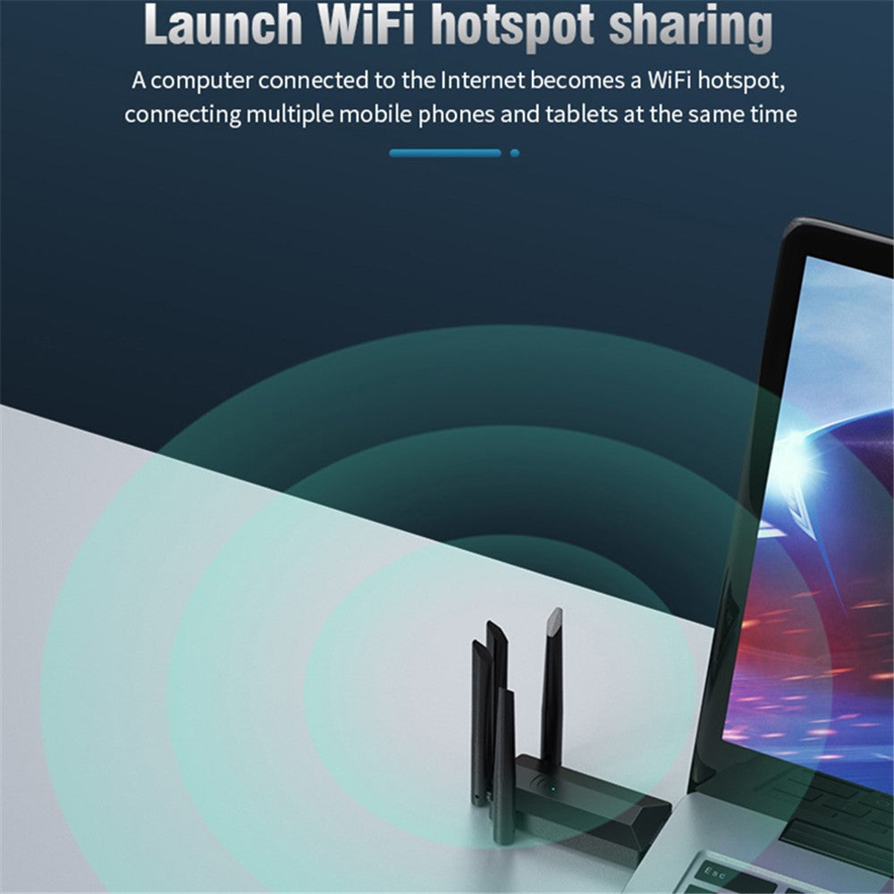 A07 Dual-Band WLAN-Adapter USB 3.0: 1200 Mbps, 4 Antennen, treiberlos