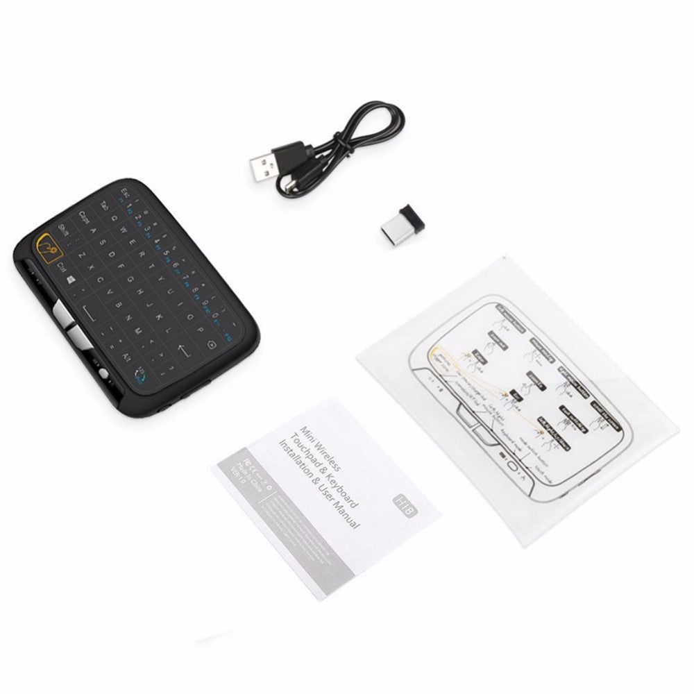 H18 2.4G Mini Wireless Virtual keyboard with QWERTY Touch Pad for Smart TVs/PS3/Set-Top Boxes