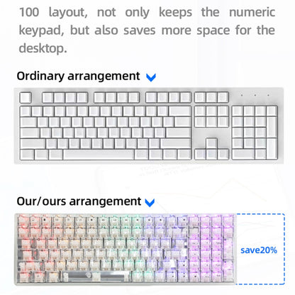 Y-FRUITFUL K10 Mechanical Gaming Keyboard 100 Keys Type-C Wired Clear Keyboard with RGB Light
