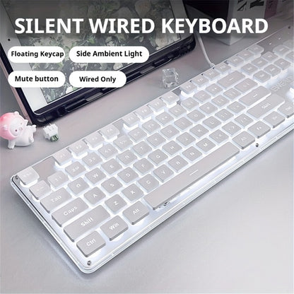 EWEADN GX710 Stylish Home Office Computer Laptop Keyboard USB Wired Mute Backlit Keyboard