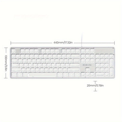 EWEADN GX710 Stylish Home Office Computer Laptop Keyboard USB Wired Mute Backlit Keyboard