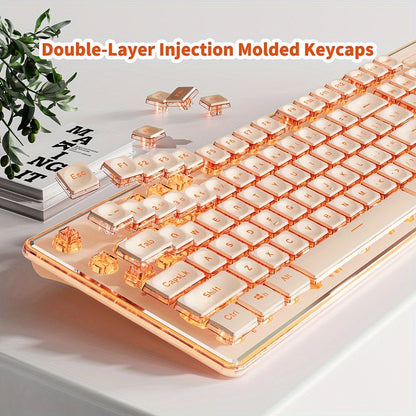 EWEADN V3 Home Office Computer Laptop Mute Keyboard USB Wired Backlit Keyboard
