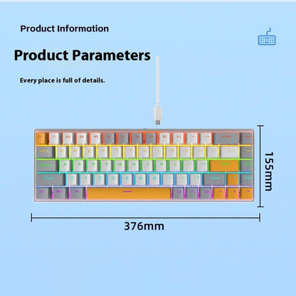 Y-FRUITFUL K68 Color Splicing Wired Keyboard 68-Key RGB Backlit Computer Office Gaming Keyboard