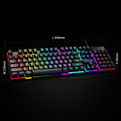 T-WOLF T20 USB Wired Gaming Keyboard with Colorful Backlit Ergonomic Mechanical Keyboard