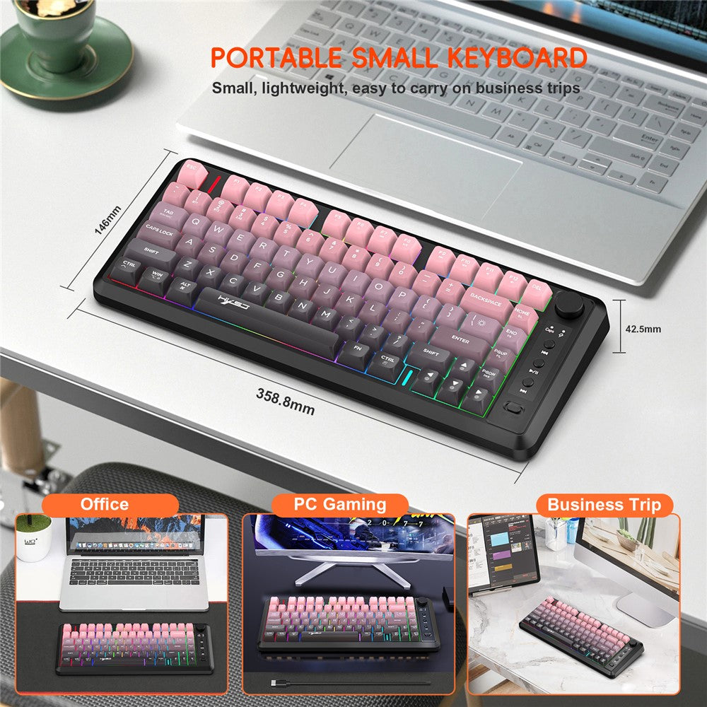 HXSJ L400 81 Keys Membrane Keyboard 2.4G + Bluetooth-compatible Tri-Mode Wireless Keyboard with RGB Backlit