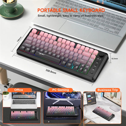 HXSJ L400 81 Keys Membrane Keyboard 2.4G + Bluetooth-compatible Tri-Mode Wireless Keyboard with RGB Backlit