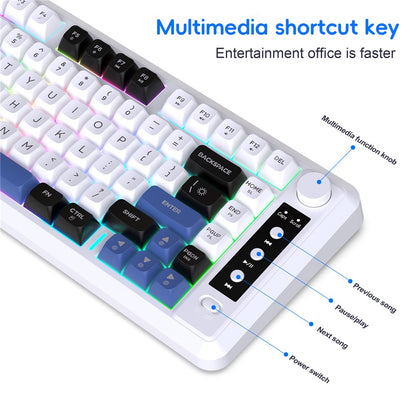 HXSJ L400 81 Keys Membrane Keyboard 2.4G + Bluetooth-compatible Tri-Mode Wireless Keyboard with RGB Backlit