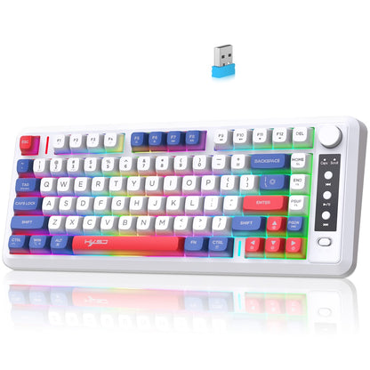 HXSJ L400 81 Keys Membrane Keyboard 2.4G + Bluetooth-compatible Tri-Mode Wireless Keyboard with RGB Backlit