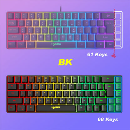 HXSJ V200 68 Keys USB Wired Membrane Keyboard with RGB Backlit Gaming Keyboard