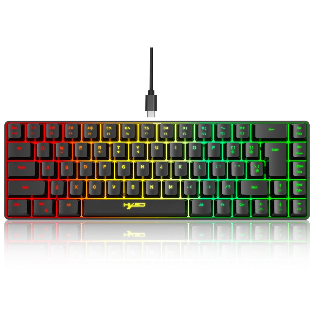 HXSJ V200 68 Keys USB Wired Membrane Keyboard with RGB Backlit Gaming Keyboard