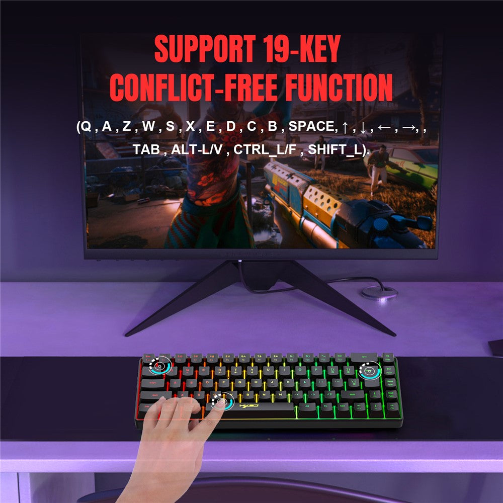 HXSJ V200 68 Keys USB Wired Membrane Keyboard with RGB Backlit Gaming Keyboard
