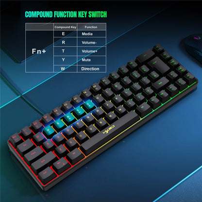 HXSJ V200 68 Keys USB Wired Membrane Keyboard with RGB Backlit Gaming Keyboard