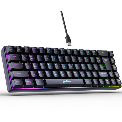 HXSJ V200 Russian Version 68 Keys Wired Membrane Keyboard with RGB Backlight Ergonomic Gaming Keyboard