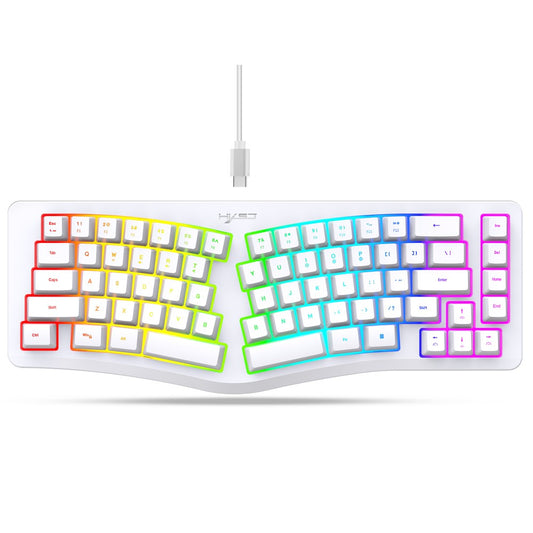 HXSJ J70 Ergonomic 69 Keys Wired Keyboard for Desktop Laptop Membrane Gaming Keyboard with RGB Backlit