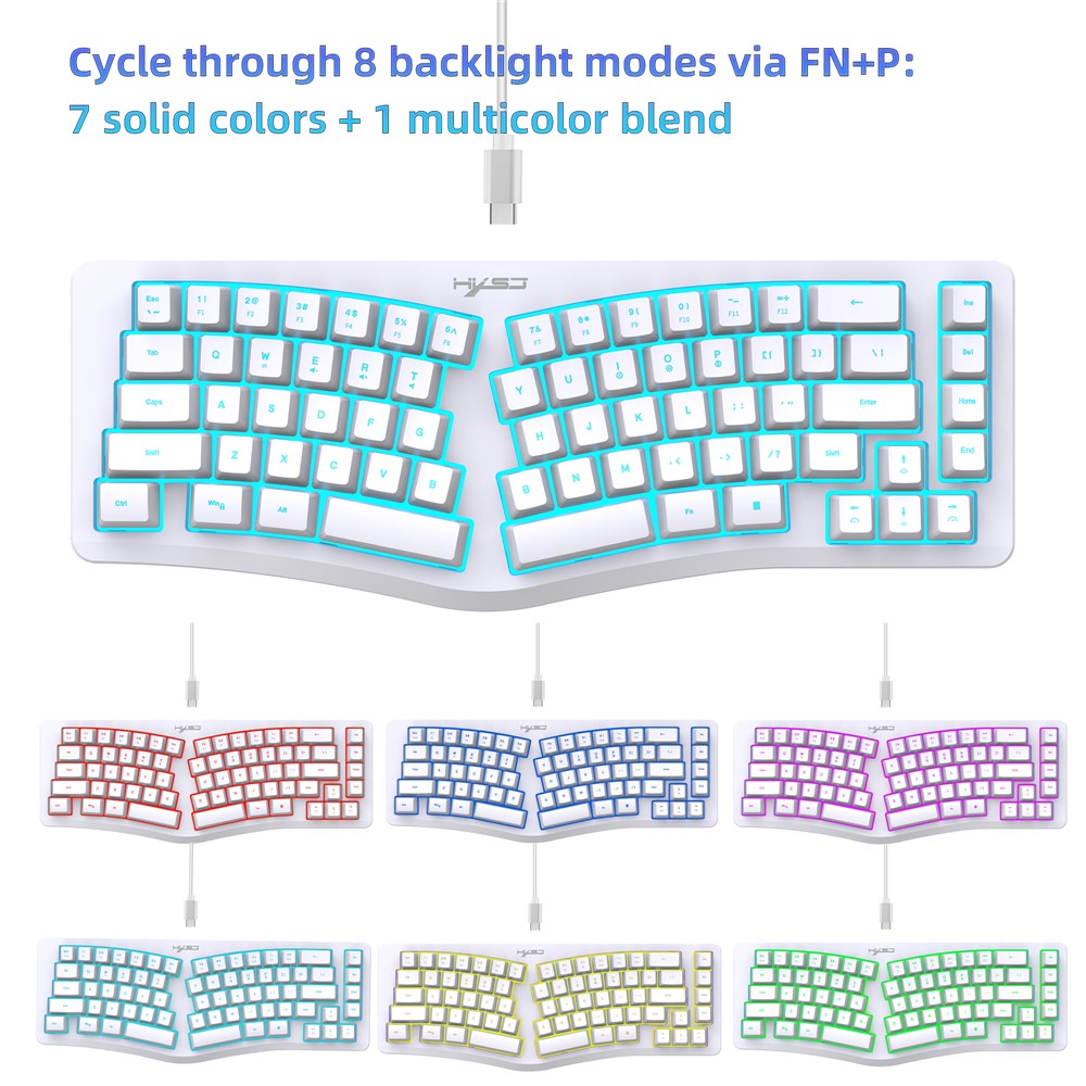 HXSJ J70 Ergonomic 69 Keys Wired Keyboard for Desktop Laptop Membrane Gaming Keyboard with RGB Backlit