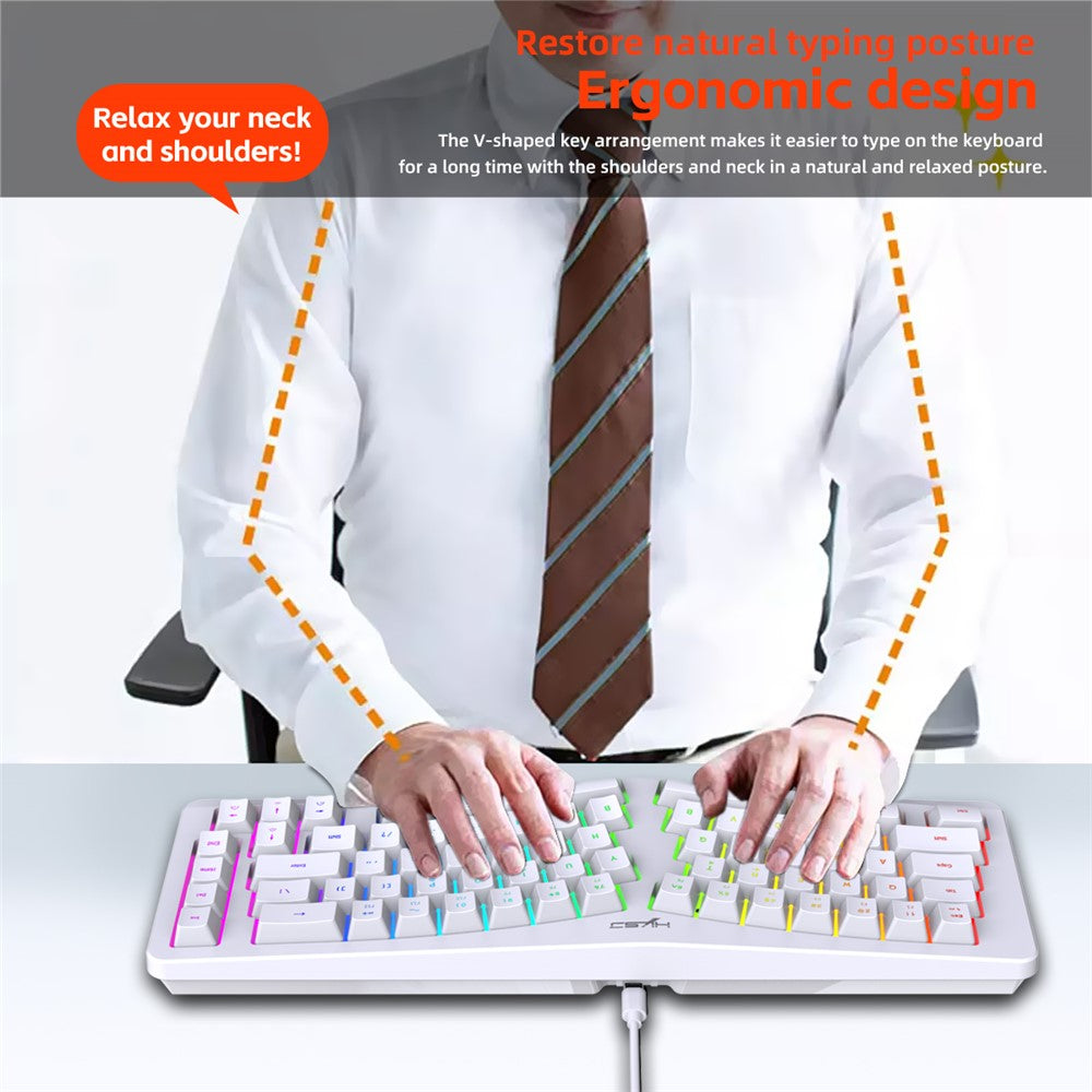 HXSJ J70 Ergonomic 69 Keys Wired Keyboard for Desktop Laptop Membrane Gaming Keyboard with RGB Backlit