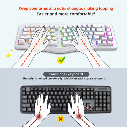 HXSJ J70 Ergonomic 69 Keys Wired Keyboard for Desktop Laptop Membrane Gaming Keyboard with RGB Backlit
