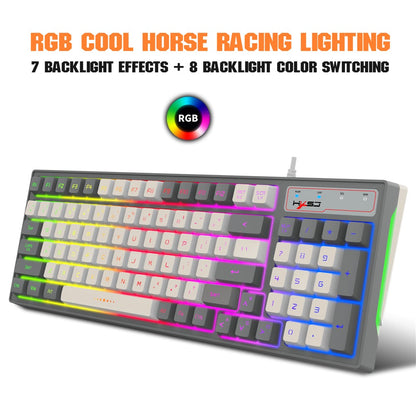 HXSJ V600B For Gaming 96 Keys Wired Keyboard RGB Backlit Mechanical Feel Membrane Keyboard