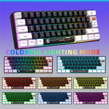 HXSJ V700 61 Keys Wired Keyboard with RGB Backlit for PC / Laptop Multimedia Control Gaming Keyboard