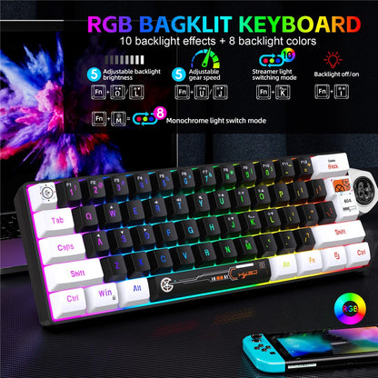 HXSJ V700 61 Keys Wired Keyboard with RGB Backlit for PC / Laptop Multimedia Control Gaming Keyboard