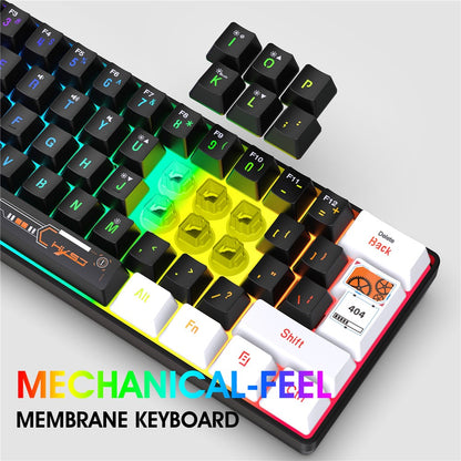 HXSJ V700 61 Keys Wired Keyboard with RGB Backlit for PC / Laptop Multimedia Control Gaming Keyboard