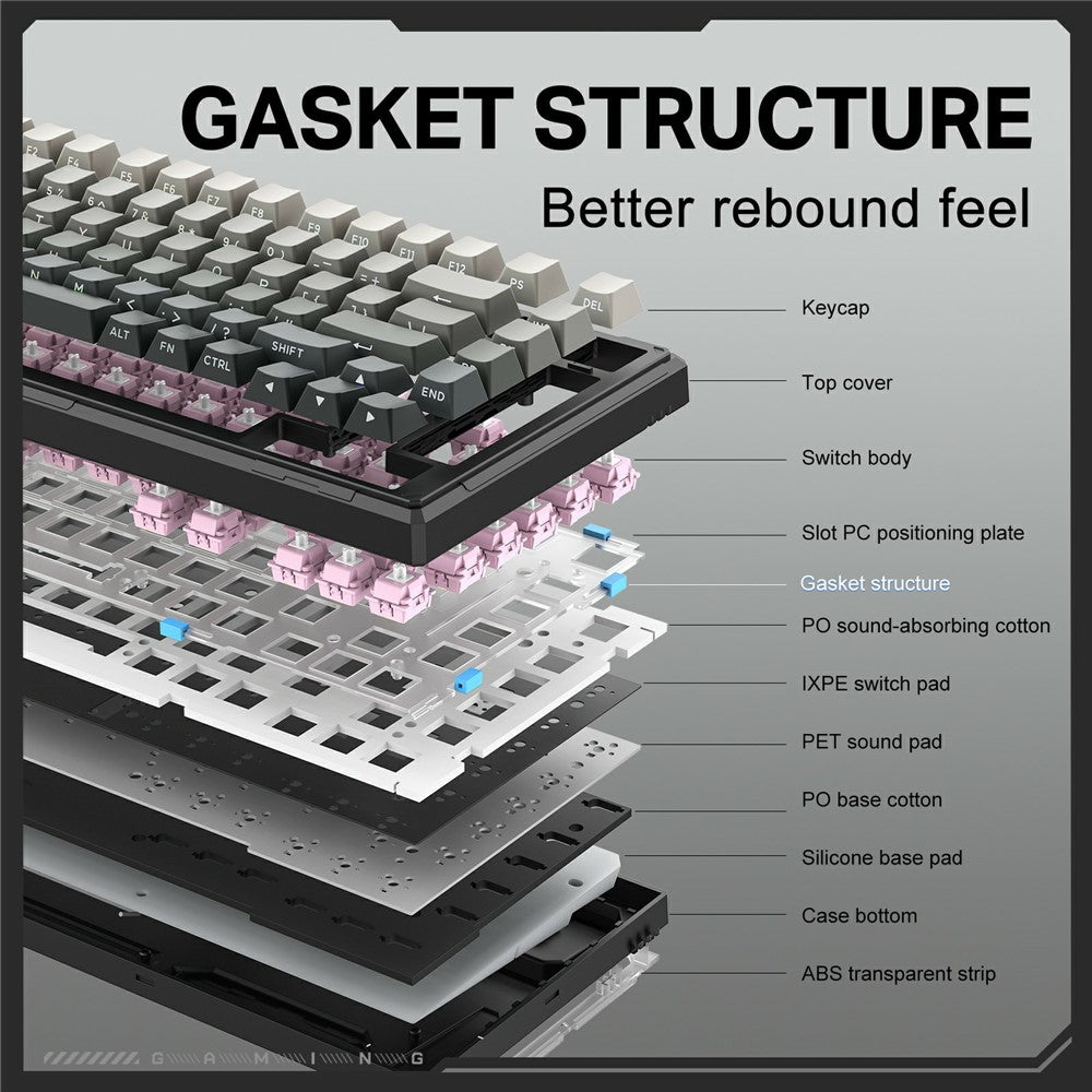 ONIKUMA G83 2.4G Wireless / Bluetooth-compatible / Wired 3 Modes 82-Key Mechanical Keyboard Hot Swappable Gaming Keyboard