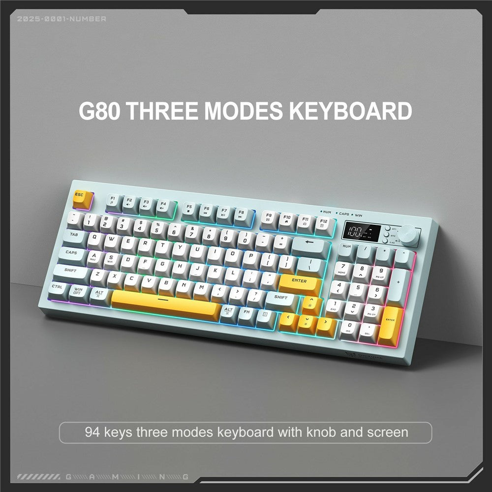 ONIKUMA G80 Gaming Keyboard 2.4G Wireless / Bluetooth-compatible / Wired Membrane Keys 3 Modes Keyboard with RGB Backlit