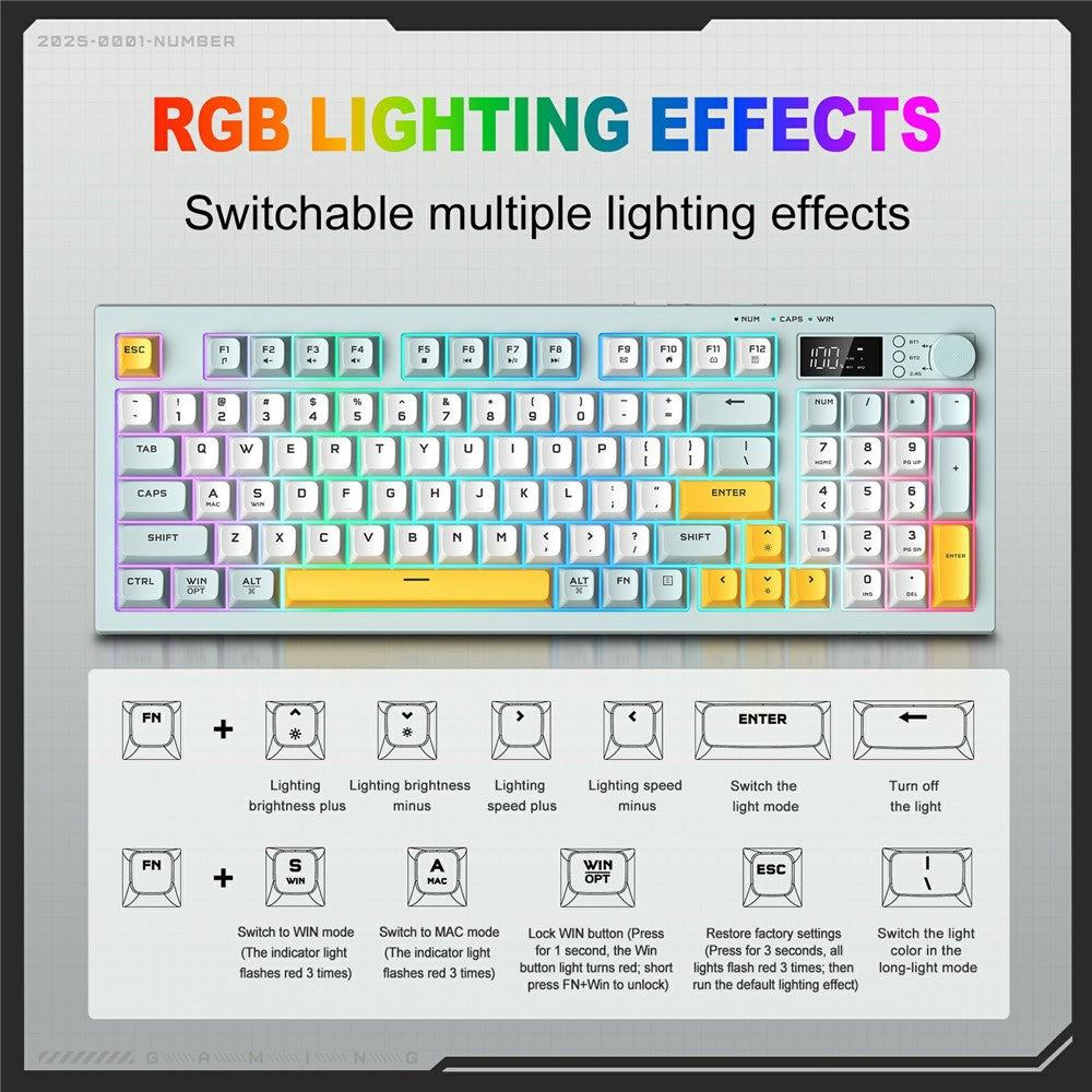 ONIKUMA G80 Gaming Keyboard 2.4G Wireless / Bluetooth-compatible / Wired Membrane Keys 3 Modes Keyboard with RGB Backlit